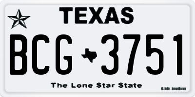 TX license plate BCG3751