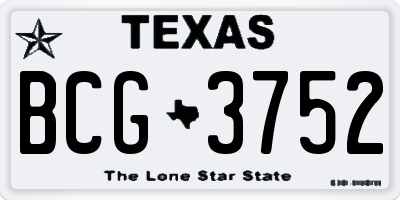 TX license plate BCG3752