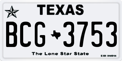 TX license plate BCG3753