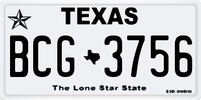 TX license plate BCG3756