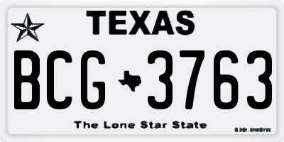 TX license plate BCG3763