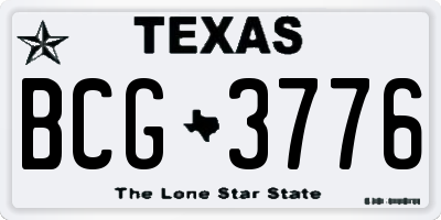 TX license plate BCG3776