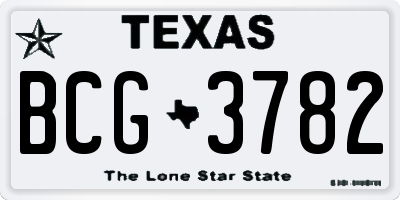 TX license plate BCG3782