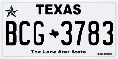 TX license plate BCG3783