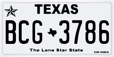TX license plate BCG3786