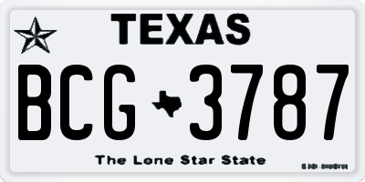 TX license plate BCG3787