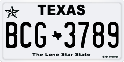 TX license plate BCG3789