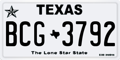 TX license plate BCG3792