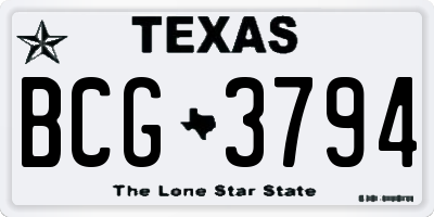 TX license plate BCG3794