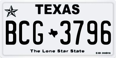 TX license plate BCG3796