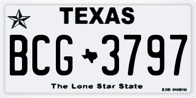 TX license plate BCG3797