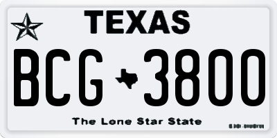 TX license plate BCG3800