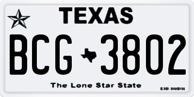 TX license plate BCG3802
