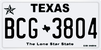 TX license plate BCG3804
