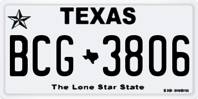 TX license plate BCG3806