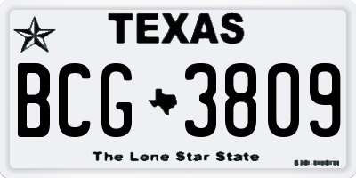 TX license plate BCG3809