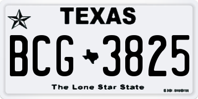 TX license plate BCG3825