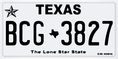 TX license plate BCG3827