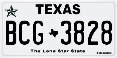 TX license plate BCG3828