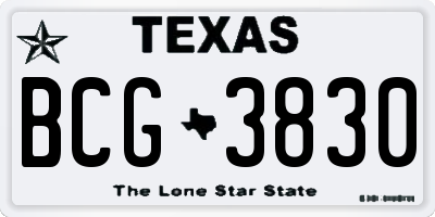 TX license plate BCG3830