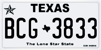 TX license plate BCG3833