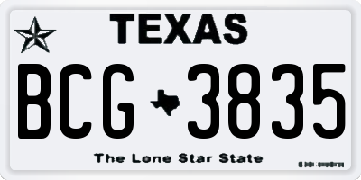 TX license plate BCG3835