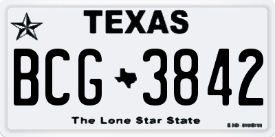 TX license plate BCG3842