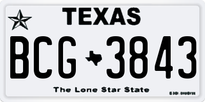 TX license plate BCG3843