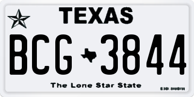 TX license plate BCG3844