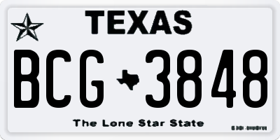 TX license plate BCG3848