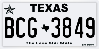 TX license plate BCG3849