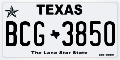 TX license plate BCG3850