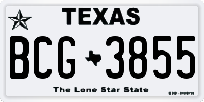TX license plate BCG3855