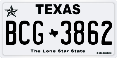 TX license plate BCG3862