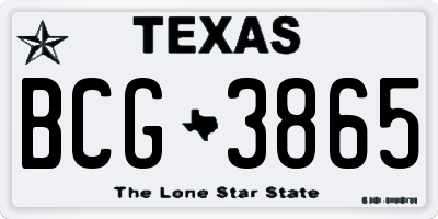 TX license plate BCG3865