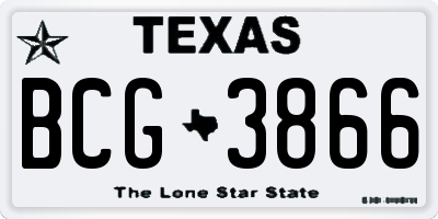 TX license plate BCG3866