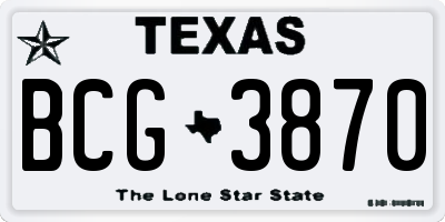 TX license plate BCG3870