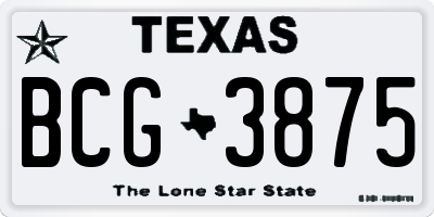 TX license plate BCG3875