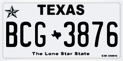 TX license plate BCG3876