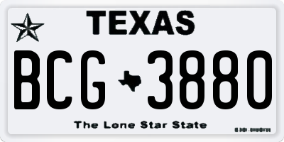 TX license plate BCG3880