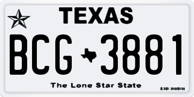 TX license plate BCG3881
