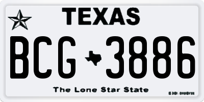 TX license plate BCG3886