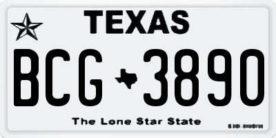 TX license plate BCG3890