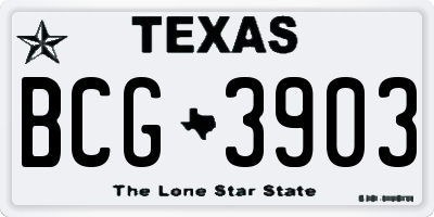 TX license plate BCG3903
