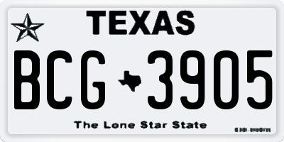 TX license plate BCG3905