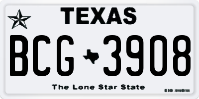 TX license plate BCG3908