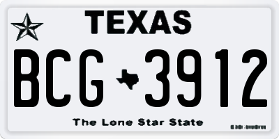 TX license plate BCG3912
