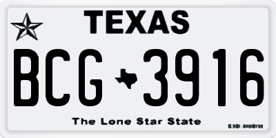 TX license plate BCG3916