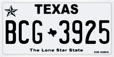 TX license plate BCG3925