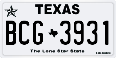 TX license plate BCG3931